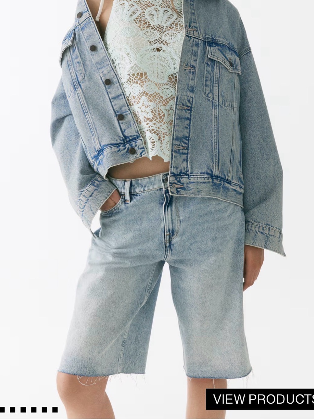 🫐 2 for $45 | H & M | Bermuda Baggy Low Rise Denim Shorts | 4